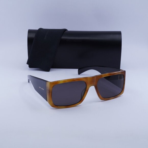Saint Laurent SL635ACETATE 005 Rectangle Sunglasses - Havana/Black/Grey - Picture 1 of 9